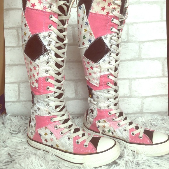 knee high pink converse